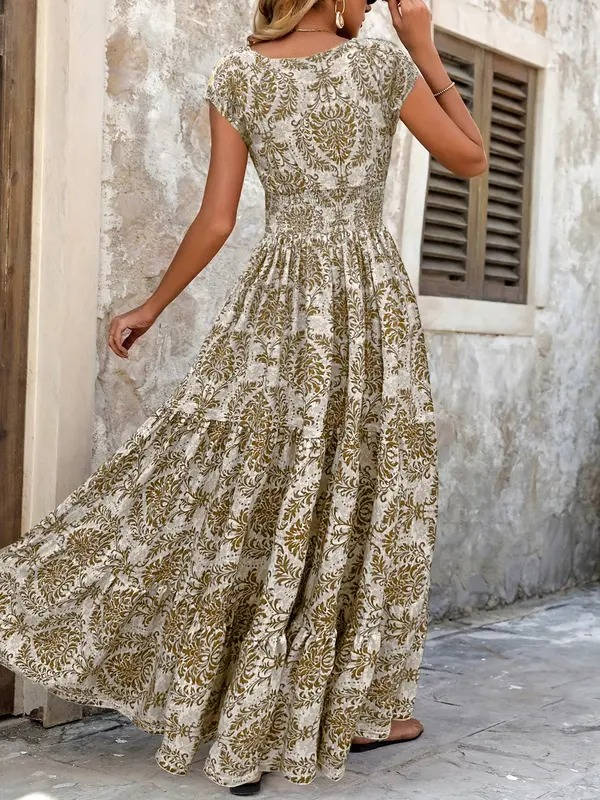 Women's Breathable Polyester Maxi Dress | Elegant Bohemian Summer Sundress 1