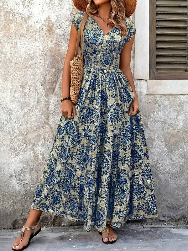 Women's Breathable Polyester Maxi Dress | Elegant Bohemian Summer Sundress 4