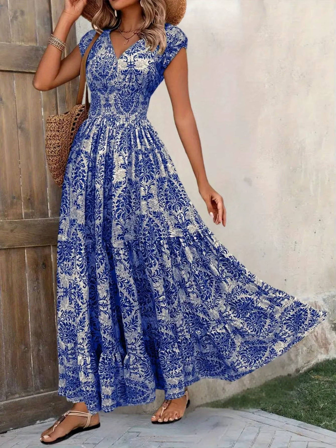 Women's Breathable Polyester Maxi Dress | Elegant Bohemian Summer Sundress 7