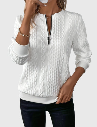 Women's Cable Knit Sweater | Stylish Quarter-Zip Pullover | Elegant Casual Winter Top 0