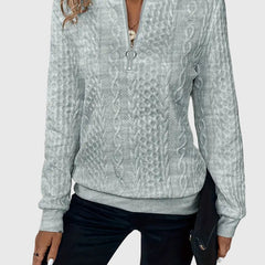 Women's Cable Knit Sweater | Stylish Quarter-Zip Pullover | Elegant Casual Winter Top 10
