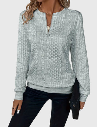 Women's Cable Knit Sweater | Stylish Quarter-Zip Pullover | Elegant Casual Winter Top 10