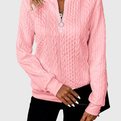 Women's Cable Knit Sweater | Stylish Quarter-Zip Pullover | Elegant Casual Winter Top 11