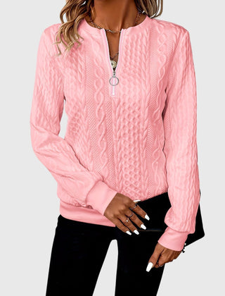 Women's Cable Knit Sweater | Stylish Quarter-Zip Pullover | Elegant Casual Winter Top 11