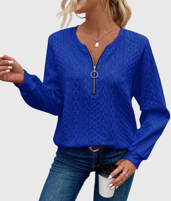 Women's Cable Knit Sweater | Stylish Quarter-Zip Pullover | Elegant Casual Winter Top 12