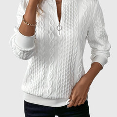 Women's Cable Knit Sweater | Stylish Quarter-Zip Pullover | Elegant Casual Winter Top 2