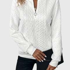 Women's Cable Knit Sweater | Stylish Quarter-Zip Pullover | Elegant Casual Winter Top 3