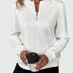 Women's Cable Knit Sweater | Stylish Quarter-Zip Pullover | Elegant Casual Winter Top 4
