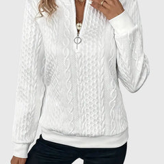 Women's Cable Knit Sweater | Stylish Quarter-Zip Pullover | Elegant Casual Winter Top 5