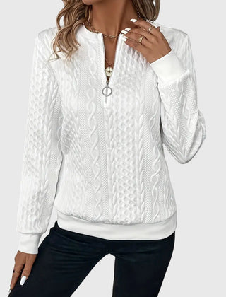 Women's Cable Knit Sweater | Stylish Quarter-Zip Pullover | Elegant Casual Winter Top 5
