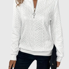 Women's Cable Knit Sweater | Stylish Quarter-Zip Pullover | Elegant Casual Winter Top 6