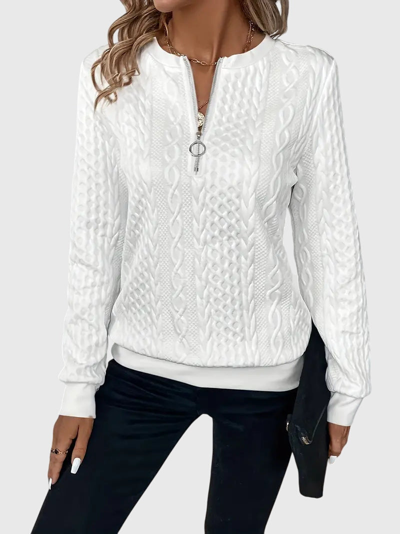 Women's Cable Knit Sweater | Stylish Quarter-Zip Pullover | Elegant Casual Winter Top 6