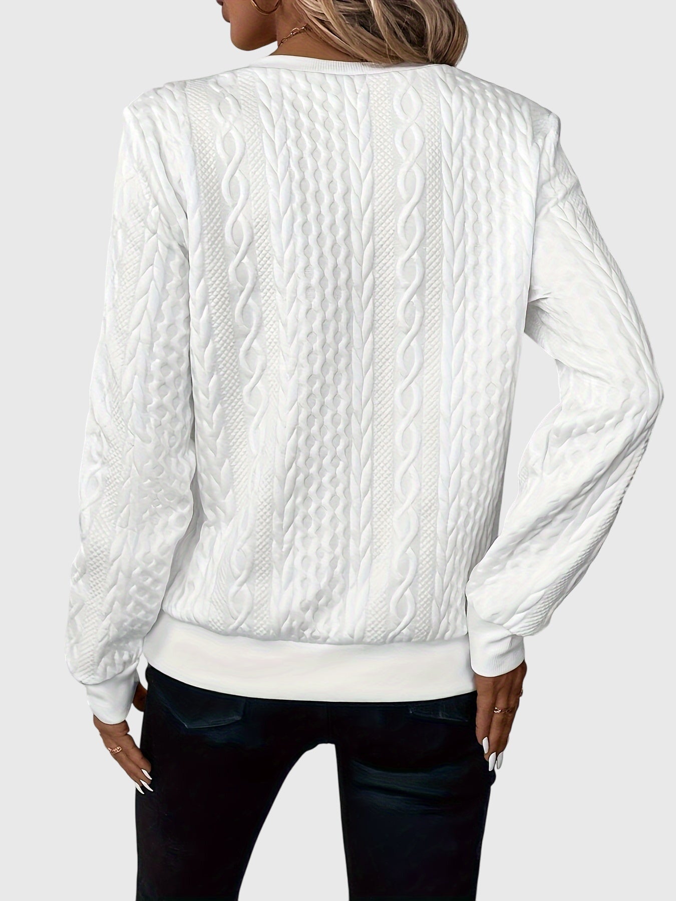 Women's Cable Knit Sweater | Stylish Quarter-Zip Pullover | Elegant Casual Winter Top 7