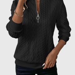 Women's Cable Knit Sweater | Stylish Quarter-Zip Pullover | Elegant Casual Winter Top 8
