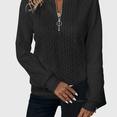 Women's Cable Knit Sweater | Stylish Quarter-Zip Pullover | Elegant Casual Winter Top 9