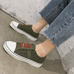 Women's Casual Canvas Slip-On Sneakers | Stylish White Everyday Footwear 0