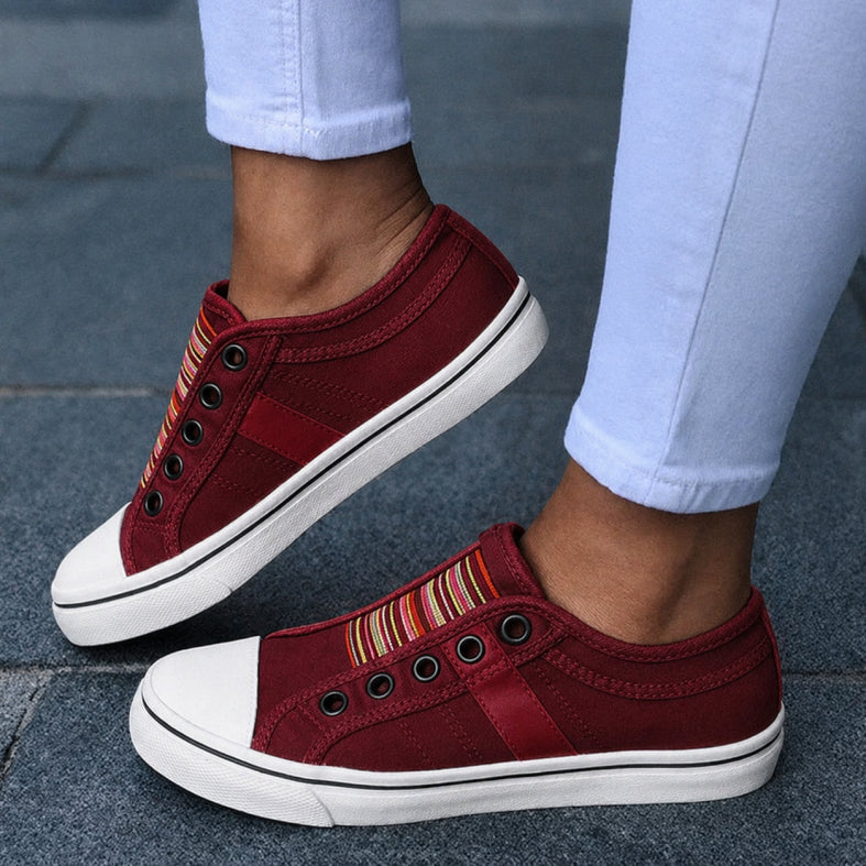 Women's Casual Canvas Slip-On Sneakers | Stylish White Everyday Footwear 1