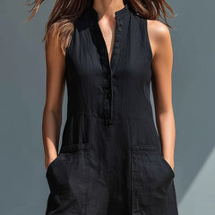 Women's Chic Cotton Blend Jumpsuit | Elegant Sleeveless Casual Outfit 2