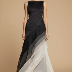 Women's Chiffon Maxi Dress | Elegant Ombre Formal Evening Gown 0