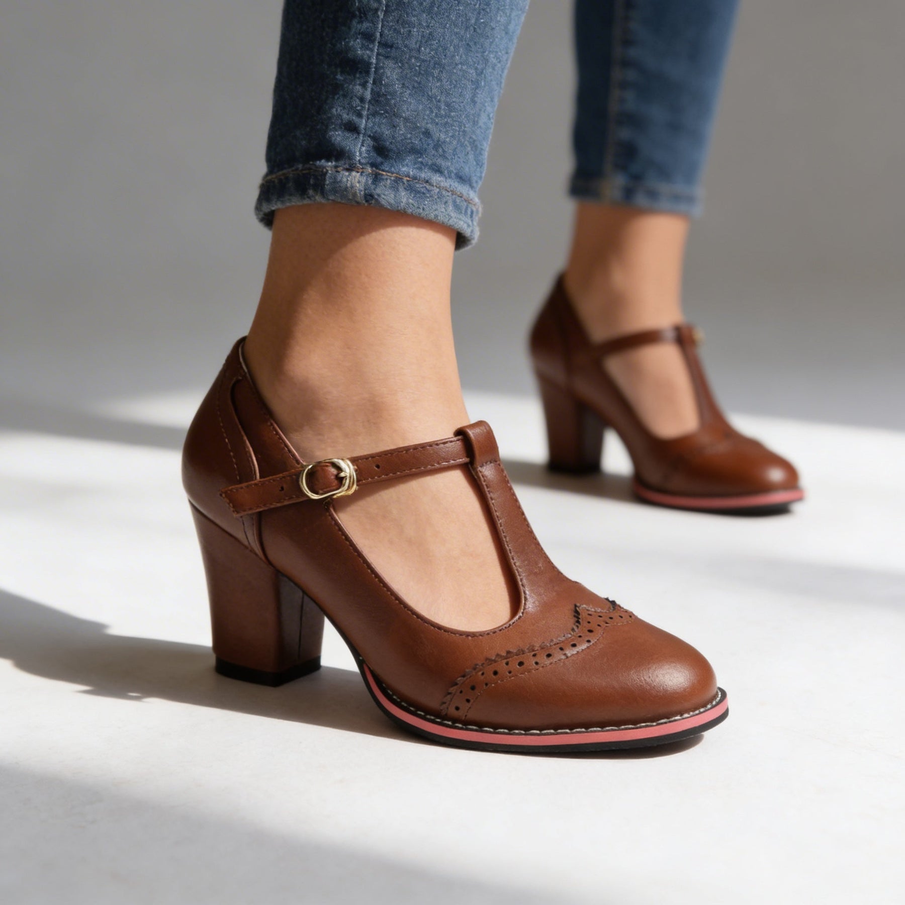 Women's Classic Leather T-Strap Mary Jane Pumps | Elegant Vintage Block Heel Shoes 4