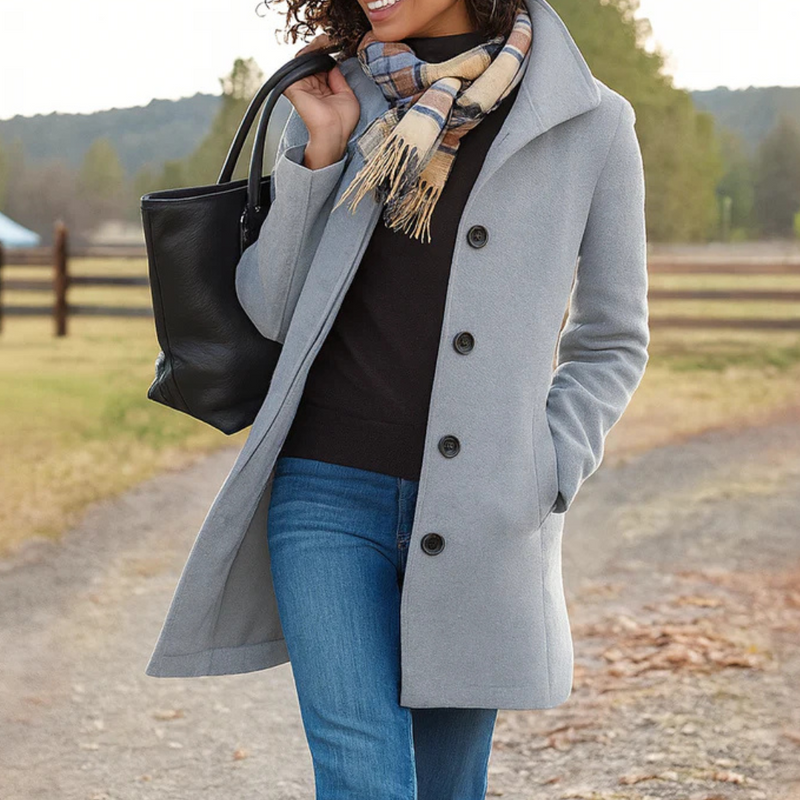 Women's Classic Wool Blend Coat | Elegant Tailored Winter Outerwear 0