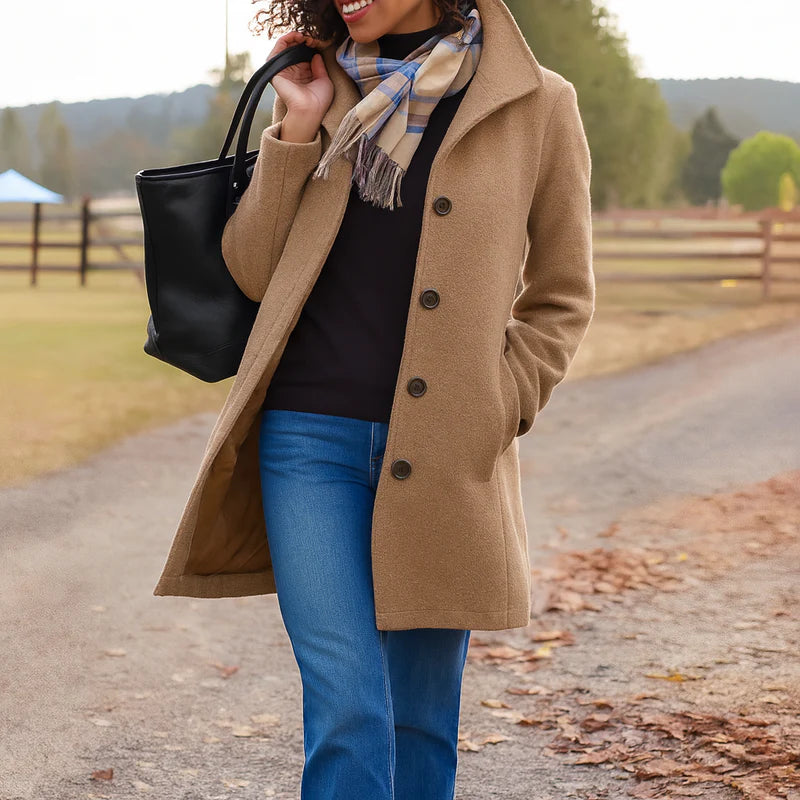 Women's Classic Wool Blend Coat | Elegant Tailored Winter Outerwear 1