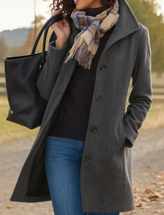 Women's Classic Wool Blend Coat | Elegant Tailored Winter Outerwear 2