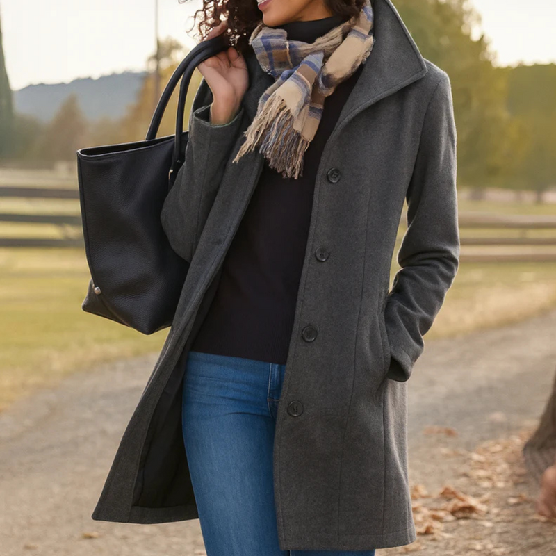 Women's Classic Wool Blend Coat | Elegant Tailored Winter Outerwear 2