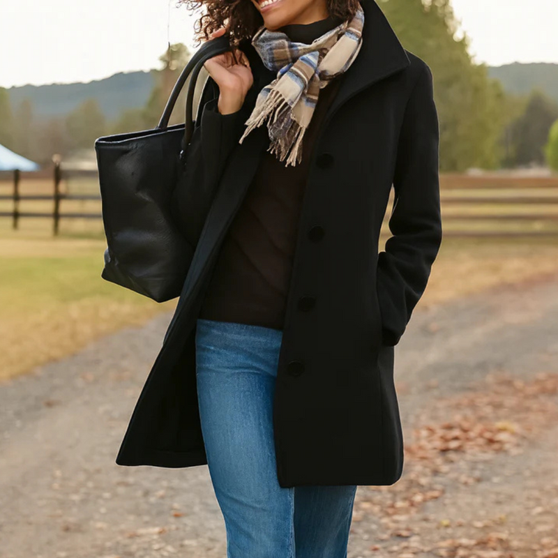 Women's Classic Wool Blend Coat | Elegant Tailored Winter Outerwear 3
