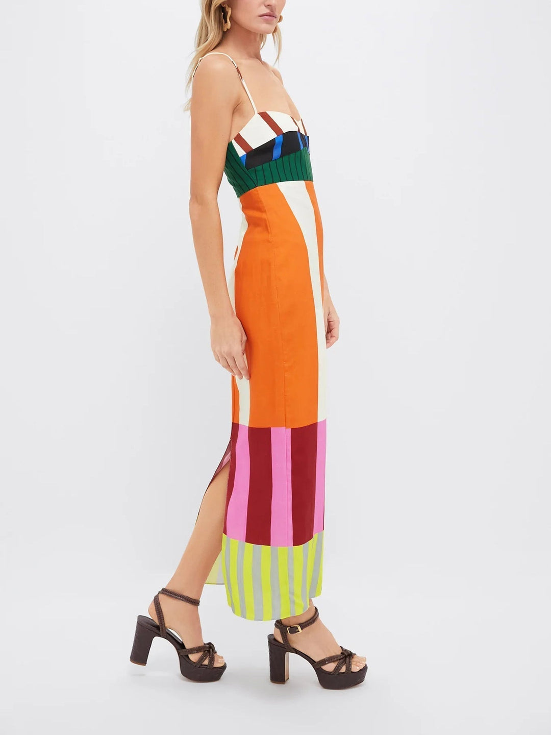 Women's Color Block Maxi Dress | Elegant Strappy Summer Gown