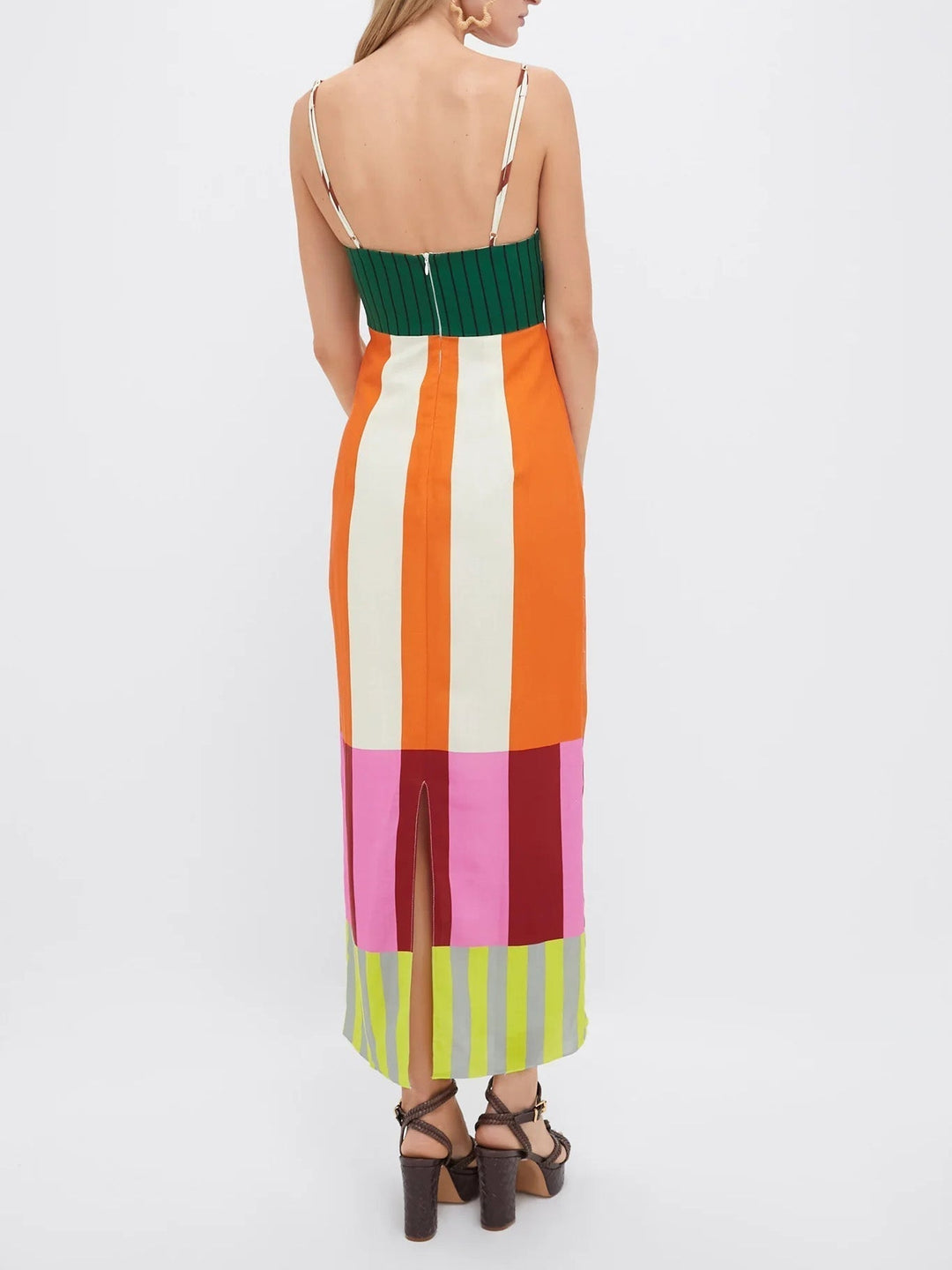 Women's Color Block Maxi Dress | Elegant Strappy Summer Gown