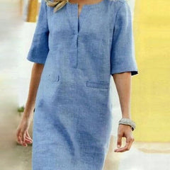 Women's Comfortable Cotton Midi Dress | Elegant Relaxed Summer Dress 0