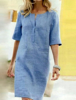 Women's Comfortable Cotton Midi Dress | Elegant Relaxed Summer Dress 0