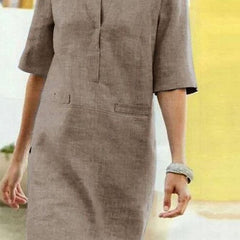 Women's Comfortable Cotton Midi Dress | Elegant Relaxed Summer Dress 1