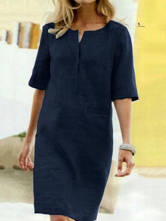 Women's Comfortable Cotton Midi Dress | Elegant Relaxed Summer Dress 3