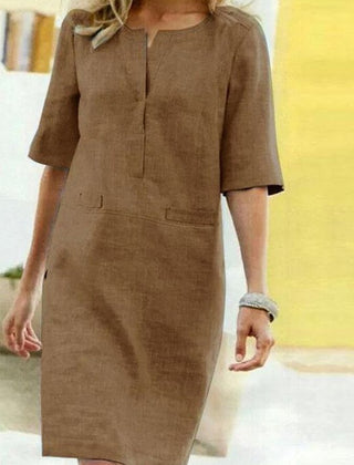 Women's Comfortable Cotton Midi Dress | Elegant Relaxed Summer Dress 4