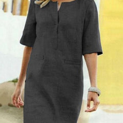 Women's Comfortable Cotton Midi Dress | Elegant Relaxed Summer Dress 5