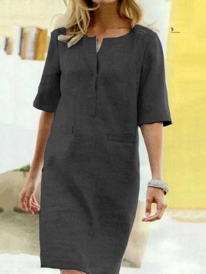 Women's Comfortable Cotton Midi Dress | Elegant Relaxed Summer Dress 5