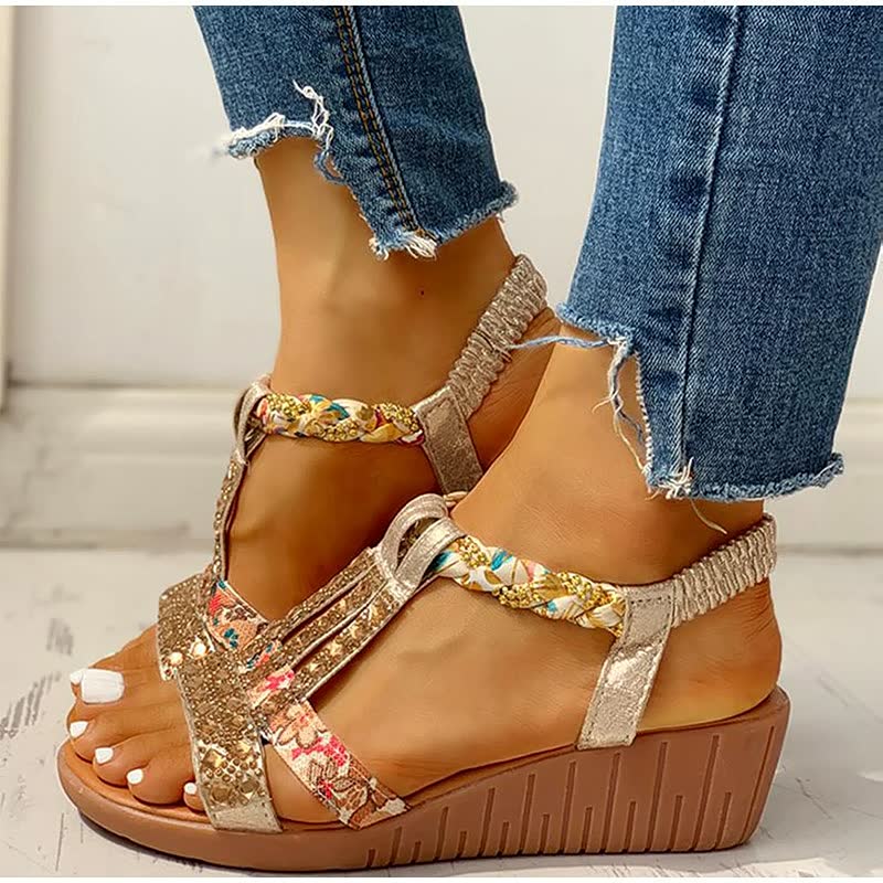 Women's Comfortable Elastic Strap Wedge Sandals | Stylish Lightweight Summer Footwear 0