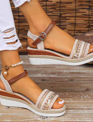 Women's Comfortable Leather Wedge Sandals | Stylish Open-Toe Summer Footwear 0
