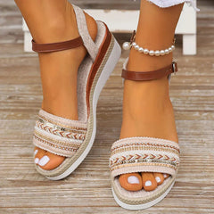 Women's Comfortable Leather Wedge Sandals | Stylish Open-Toe Summer Footwear 4