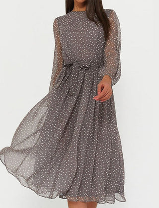 Women's Cotton Blend Polka Dot Dress | Elegant A-Line Knee-Length Summer Dress 0