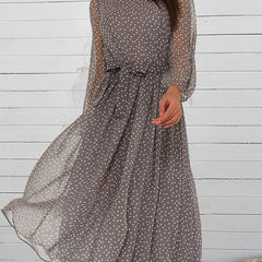 Women's Cotton Blend Polka Dot Dress | Elegant A-Line Knee-Length Summer Dress 1