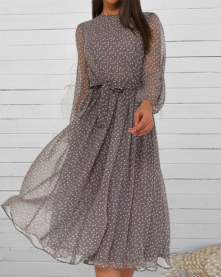 Women's Cotton Blend Polka Dot Dress | Elegant A-Line Knee-Length Summer Dress 1
