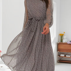 Women's Cotton Blend Polka Dot Dress | Elegant A-Line Knee-Length Summer Dress 2