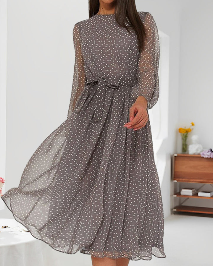 Women's Cotton Blend Polka Dot Dress | Elegant A-Line Knee-Length Summer Dress 2