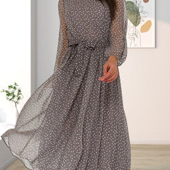 Women's Cotton Blend Polka Dot Dress | Elegant A-Line Knee-Length Summer Dress 3