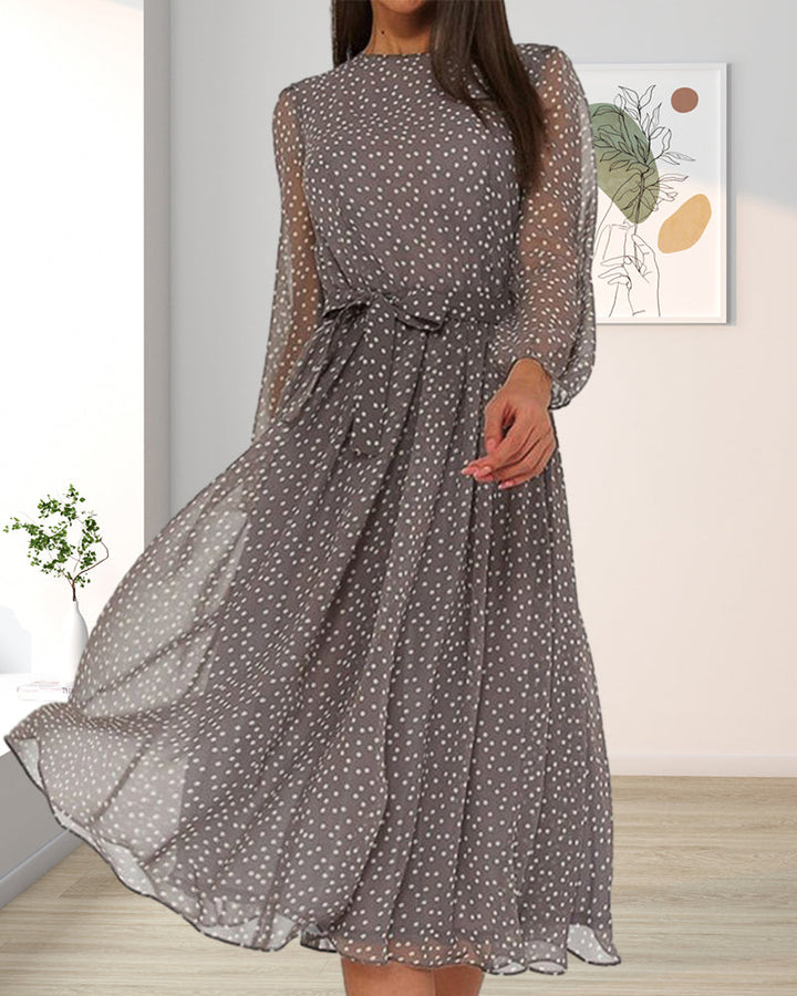 Women's Cotton Blend Polka Dot Dress | Elegant A-Line Knee-Length Summer Dress 3