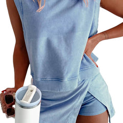 Women's Cotton Mineral Wash Lounge Set | Relaxed Chic Summer Outfit 0
