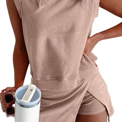 Women's Cotton Mineral Wash Lounge Set | Relaxed Chic Summer Outfit 3